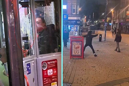 A group of youngsters went on an egging rampage through Wolverhampton city centre on Valentine's Day - targeting a bus driver, a delivery rider and members of the public in shocking footage.