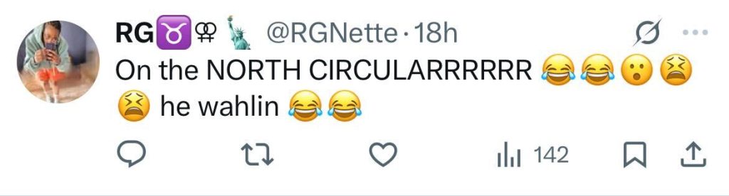 Social media comment on the post of Man on 5mph scooter spotted riding down 50mph A406 North Circular near South Woodford as cars zoom past. Shocking footage shows minimal protective gear. Viral video.