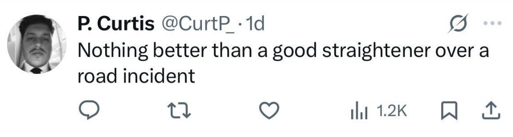 Social media comment on the post of Three men brawl in London traffic after road rage erupts. Duo chase and beat lone man in bus lane while drivers beep horns. Bystander breaks up brutal fight.