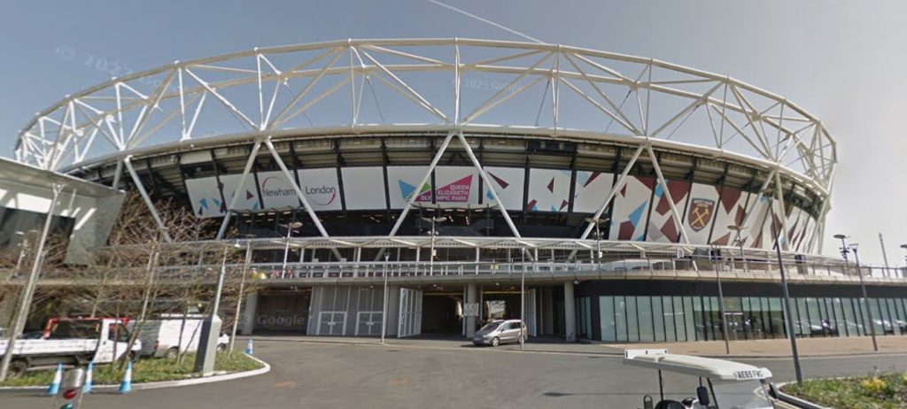 West Ham fans brawl in home end during Man United clash. Fists fly at London Stadium as relegation-threatened Hammers draw 1-1. Father yells I have kids here.