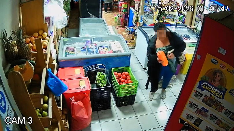 Woman caught on CCTV stuffing giant 3kg mortadella sausage down her trousers at a Chilean convenience store. The bizarre meat theft captured on security footage in Ancud.
