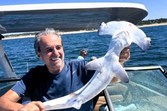Uruguay tourism official Remo Monzeglio, 72, slammed for posting smug selfie with dead protected hammerhead shark. Claims ignorance but sparks fury online.