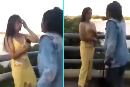 Woman brawls with sister-in-law after catching her on a date with her boyfriend in a public park - the sisters threatened to kick her out of their family home in Argentina.