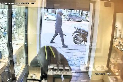 Chainsaw-wielding thugs in helmets storm town centre jewellers in brazen daylight raid caught on camera - before speeding off on a motorbike through back roads in Hertfordshire.