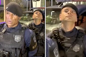 Cop caught on camera looking hilariously intense after drug trafficking arrests as he glares into the camera without blinking - leaving social media users in stitches.
