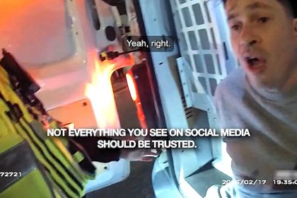 A cop slammed online for punching a detained man has been cleared after bodycam footage revealed the suspect was biting his leg hard enough to pierce the skin.