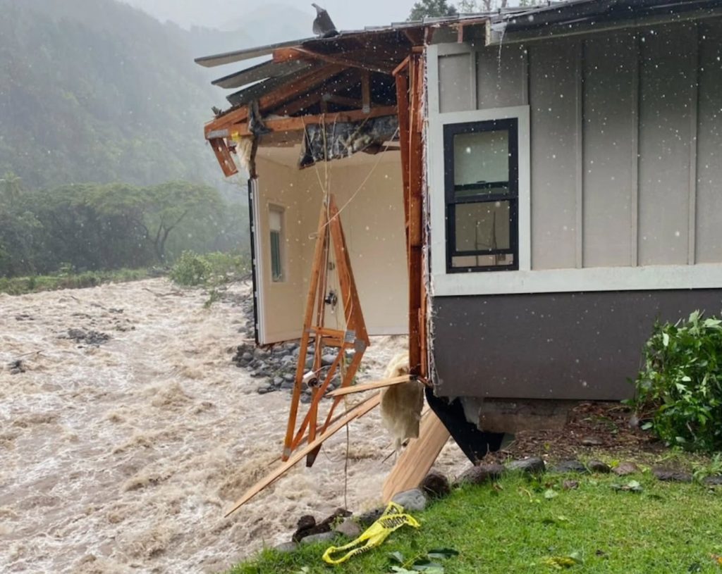 An elderly couple lost everything after a raging river ripped through their Maui home and swept it away - shocking footage of the collapse has racked up over 2.2m views.