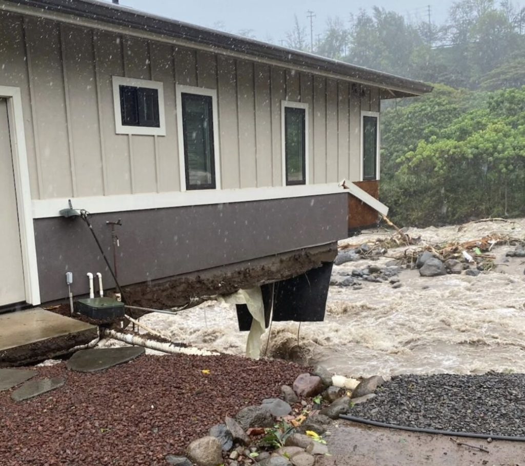 An elderly couple lost everything after a raging river ripped through their Maui home and swept it away - shocking footage of the collapse has racked up over 2.2m views.