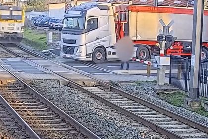 A trucker narrowly avoided disaster when a speeding train scraped his lorry at a crossing, with dramatic CCTV showing him escape seconds before impact in a shocking near miss