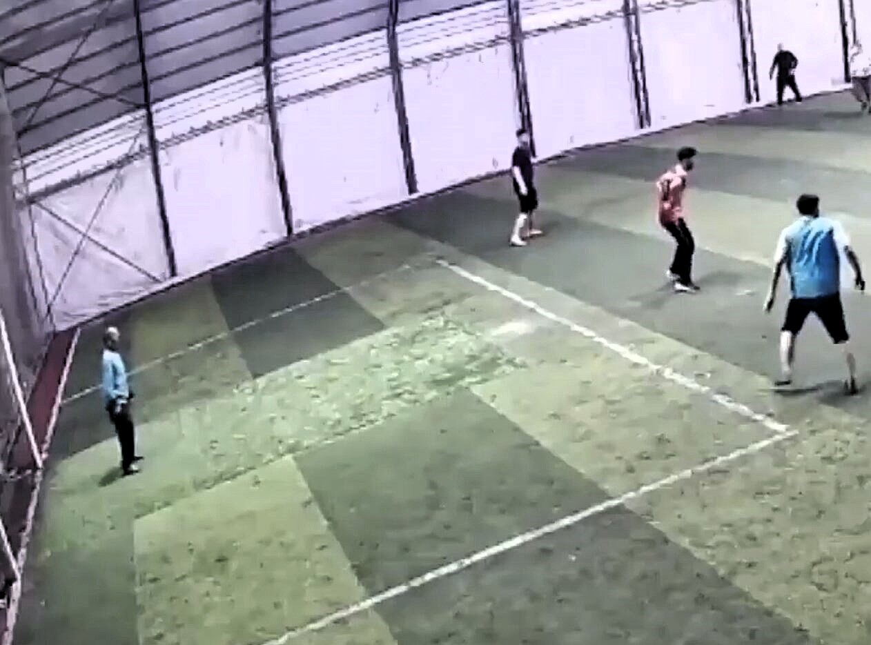 Amateur goalkeeper Selahittin Atli died after being struck in the chest by a ball during a match in Turkey - collapsing on the pitch as horrified teammates rushed to help.