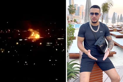 A drone strike sparked a massive fire near Dubai airport, briefly halting flights as dramatic footage showed flames lighting up the skyline, leaving locals shaken.