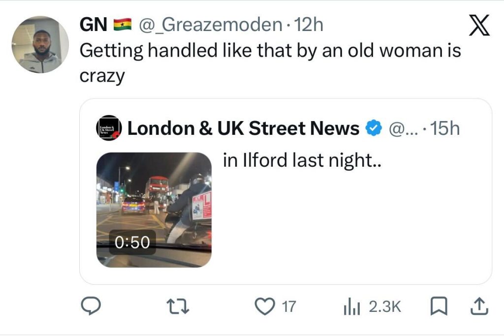 Social media comment on the post of Two women were filmed dragging each other by the hair in the middle of a busy road in Ilford as stunned drivers and a double-decker bus watched the bizarre street fight unfold.