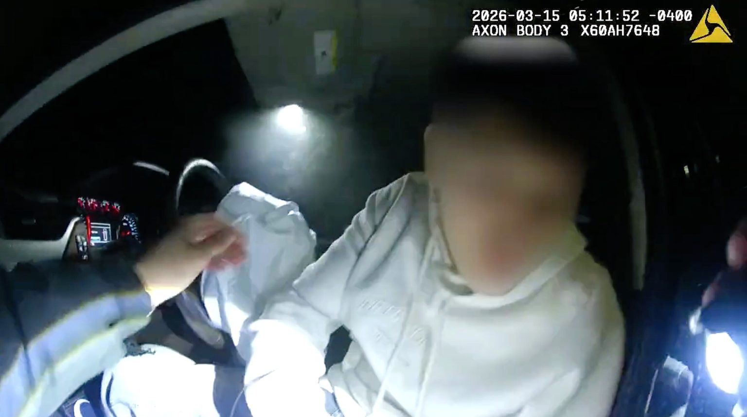 Shocking footage captures the moment a car ploughs into a traffic stop in New York sending vehicles crashing and striking a police officer during a routine early-morning pullover.