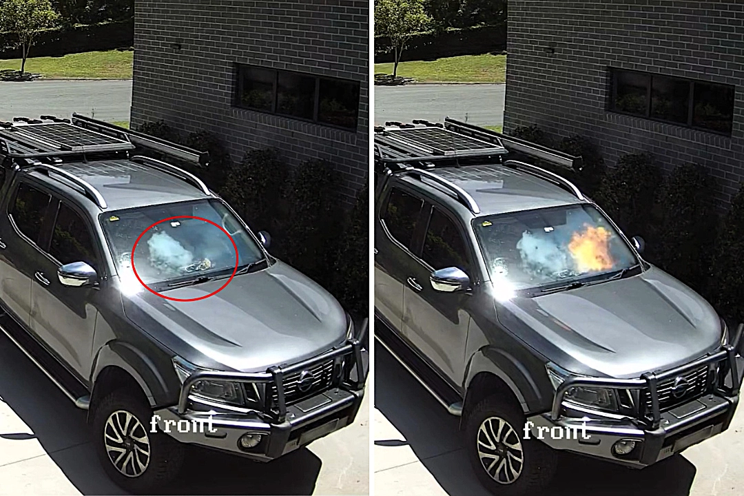 A car erupted in flames after a power bank overheated on the dashboard, prompting warnings that lithium-ion batteries can become dangerous fire hazards in extreme heat.