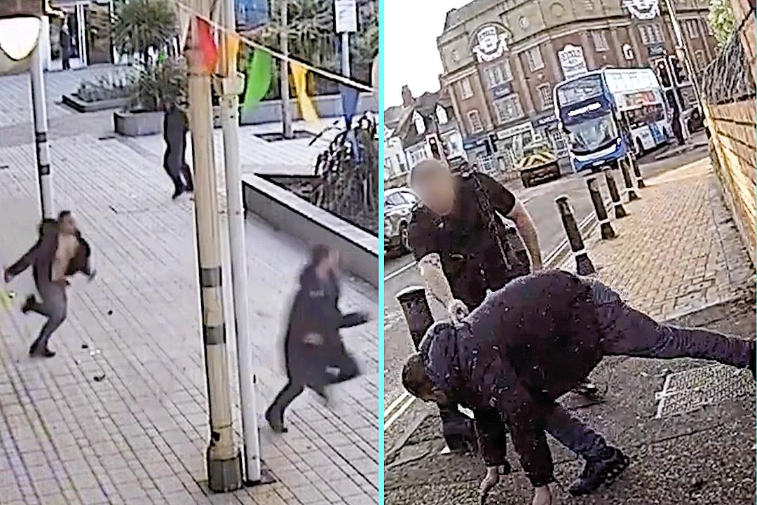 Knife-wielding maniac Jason McDonagh chased down and slashed a victim in an unprovoked attack at Bognor Regis railway station - he has been jailed for four years for the assault.