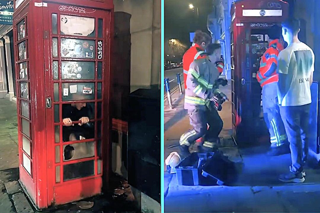 Hungry lad gets trapped in a phone box for an hour after trying to order a kebab on a night out in Manchester - only to discover it did not even have a phone inside.