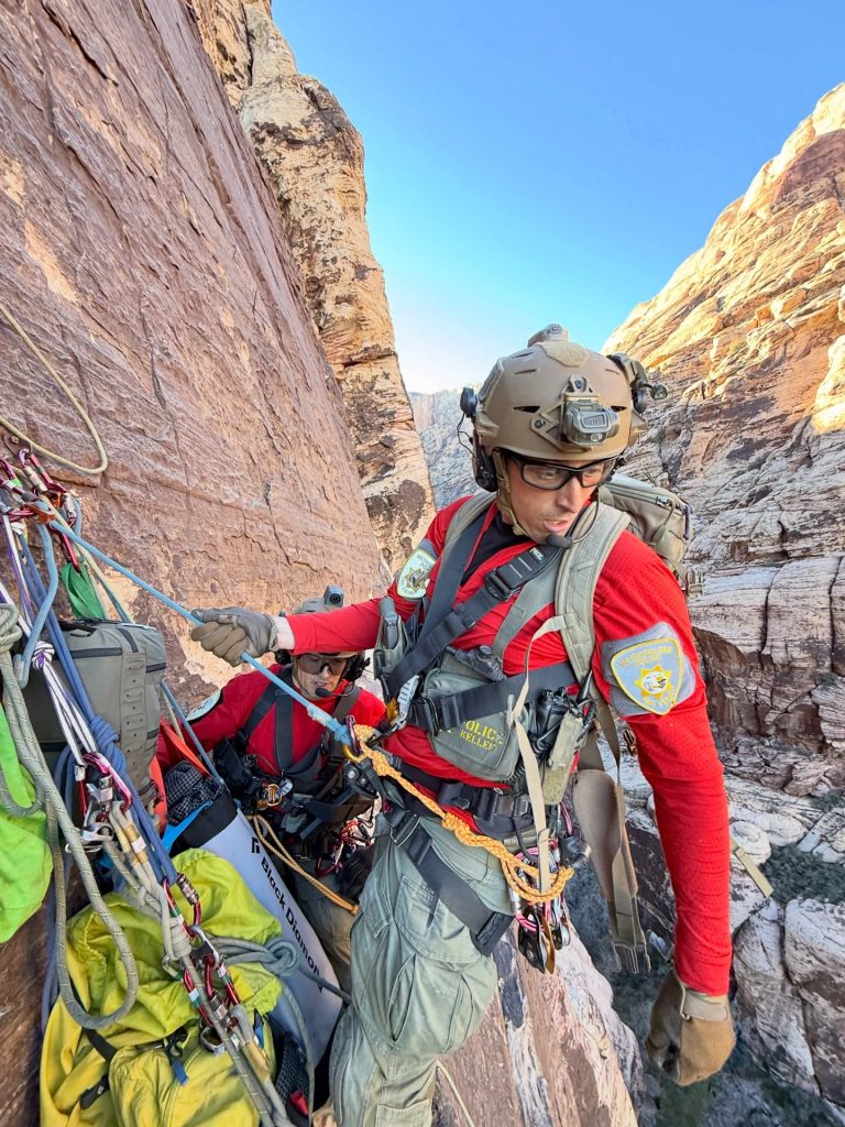 Lucky hiker rescued after plunging 50 feet into a canyon in Las Vegas - it took seven hours, a helicopter and specialist climbers to save him from 600 feet up the route.