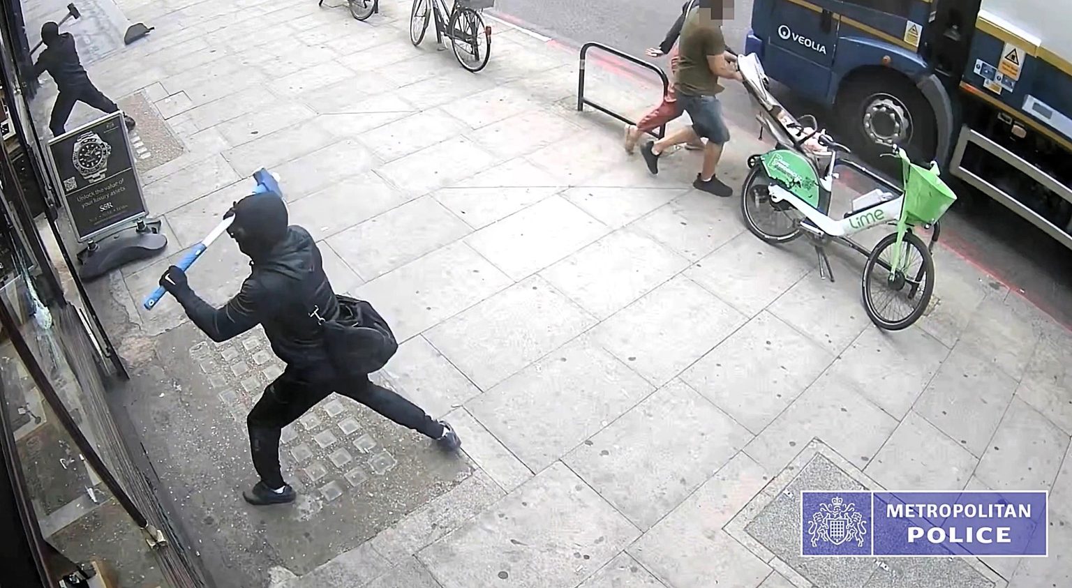 Smash-and-grab gang jailed for 22 years after stealing over £100,000 from luxury London stores using bricks, sledgehammers and even a Ford Fiesta to smash their way in.