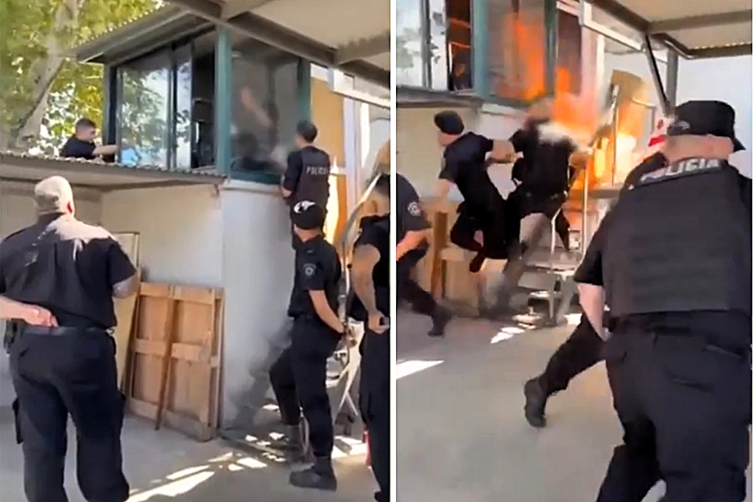 A worker set himself on fire during a pay dispute after a tense standoff with police, leaving him critically injured as authorities probe the officers’ actions and response