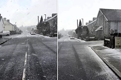 Britain's barmy weather baffles Dartmoor residents as snow sweeps in just two days after Mediterranean temperatures - going from hotter than Athens to a winter wonderland.