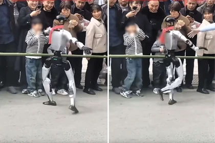 A dancing robot shocks spectators after striking a child mid-performance, raising safety concerns as the viral clip highlights risks of close-up humanoid displays