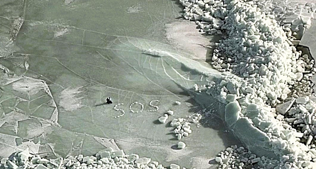 Two stranded tourists spelled SOS with ice blocks after their floe broke apart in the Baltic Sea, surviving hours adrift before a dramatic cross-border rescue saved them.
