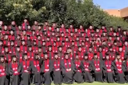 Twenty-three students injured after 40ft graduation photo platform collapses under their weight in Mexico City - six hospitalised but no serious fractures reported.