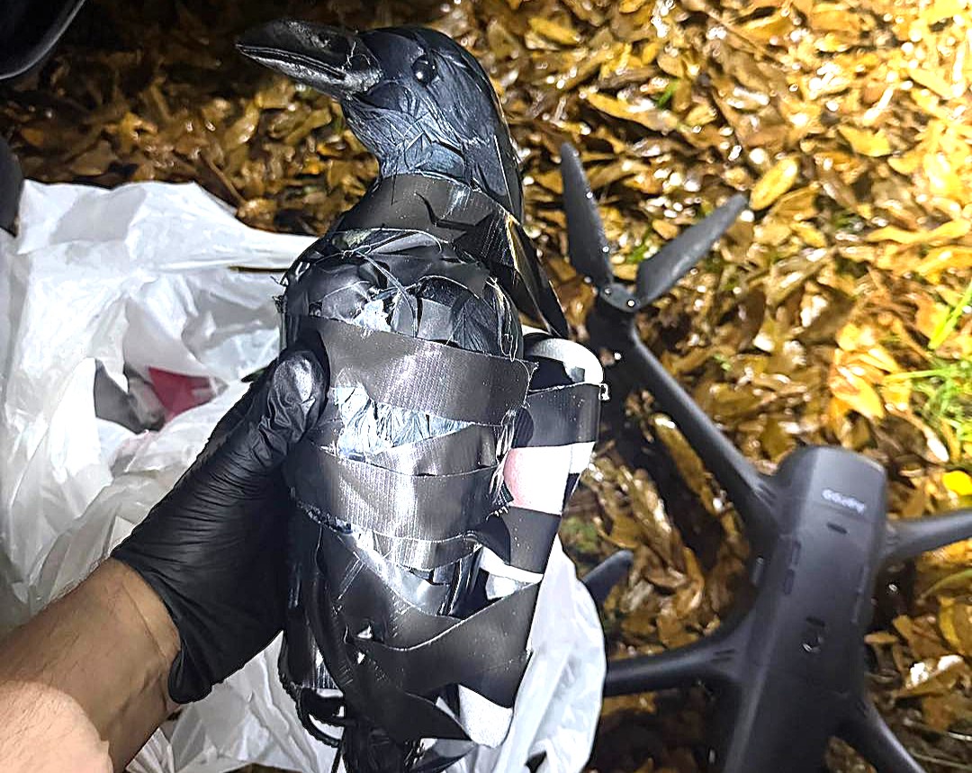 Two women were caught using a drone disguised as a crow to fly drugs and phones into a Louisiana prison - and admitted they were paid $40,000 to smuggle the contraband inside.