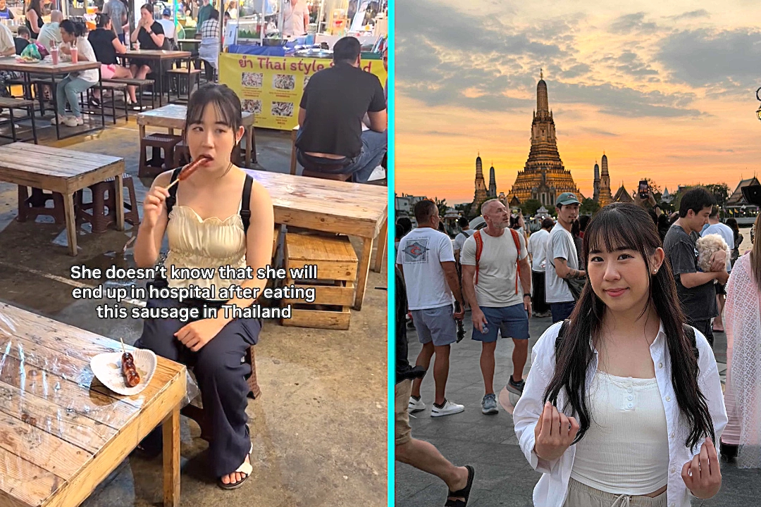 Tourist Juri Hwang was rushed to hospital after a mystery meat sausage from a Thai night market left her violently ill - spending 24 hours bedridden with a £500 medical bill.