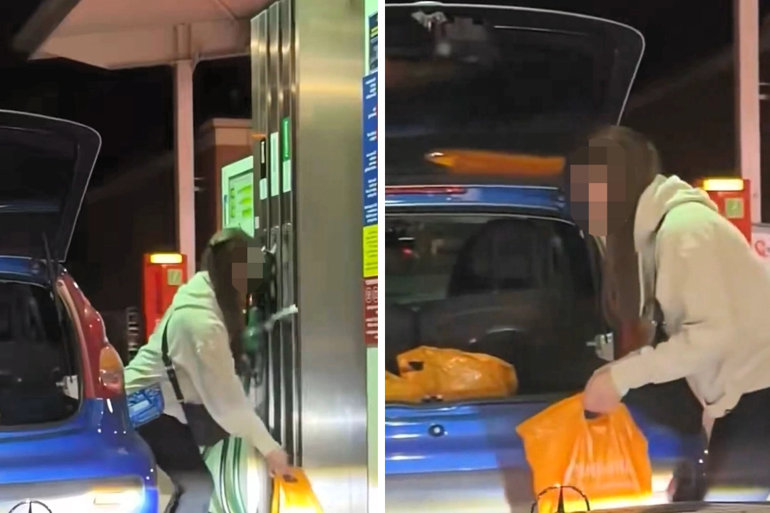 A driver sparks outrage after filling supermarket bags with petrol during a fuel panic, leaving viewers stunned by the dangerous and baffling stunt caught on camera