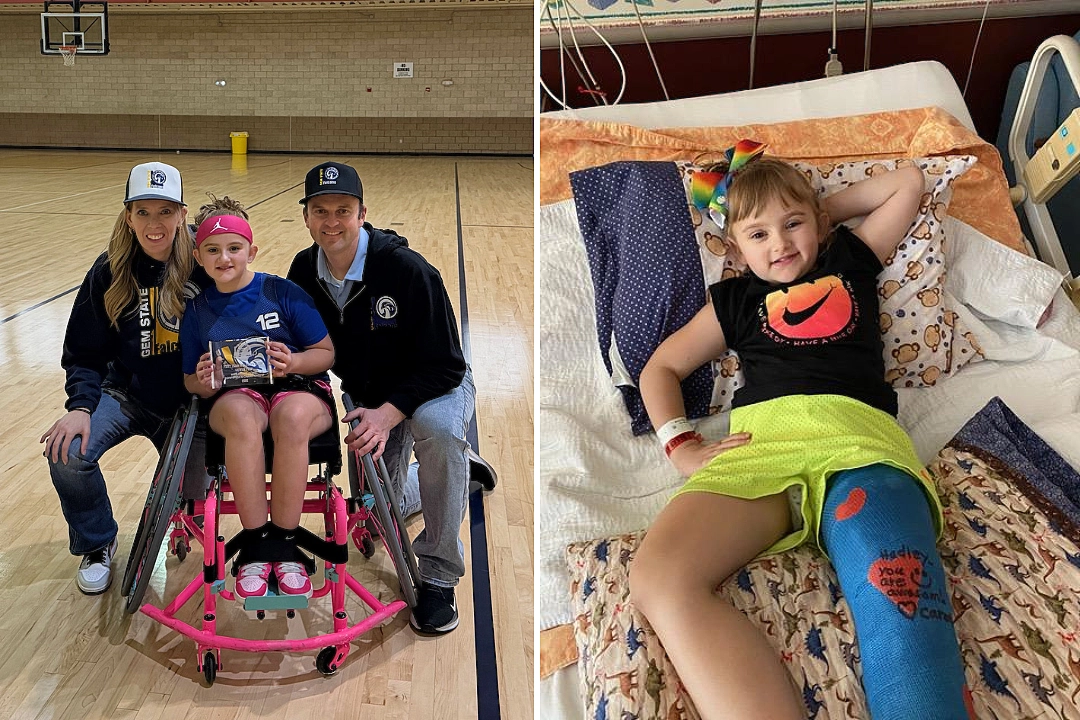 Mum Kendra Larsen was suspected of abusing her baby after doctors found unexplained fractures - but her daughter Hadley has a rare brittle bone condition causing 148 breaks.