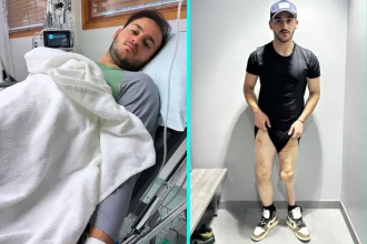 Farshid Esmaeili's leg was crushed at age 12 and doctors urged amputation - but after 27 surgeries he defied the odds and now lifts heavy weights at the gym every day.