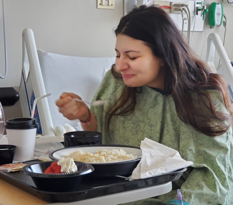 A 27-year-old woman ignored bloating and blood in her stool - only to be diagnosed with stage four colon cancer that cost her both ovaries and her chance of having children.