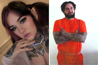 A woman reveals how she married her prison pen pal in a visitation room after falling head over heels - and the couple even got each other's names tattooed after one week.