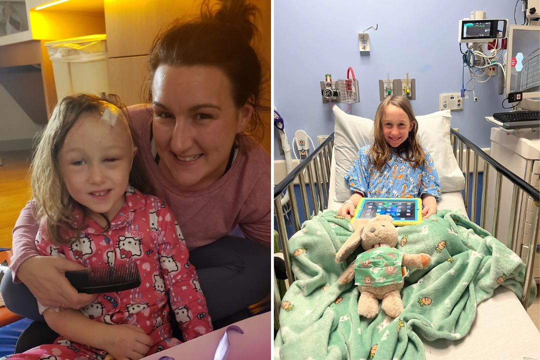 Mum reveals harrowing ordeal after daughter's suspected food poisoning turned out to be a stroke - with a CT scan revealing a large white spot on her brain.