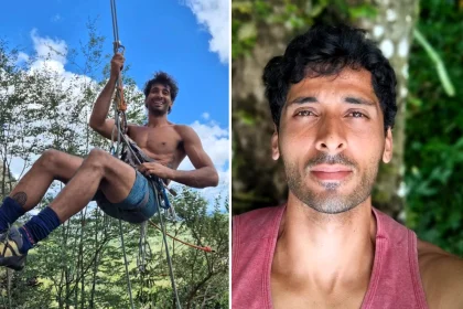An experienced Brazilian climber fell 260ft to his death after his safety rope detached from a rock face, with his partner watching helplessly as he plunged below.