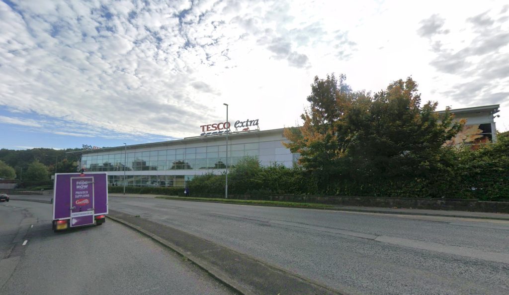 A shoplifter was caught red-handed at a Burnley Tesco with a backpack stuffed full of stolen steaks after a security guard intercepted him on the escalator in a viral video.
