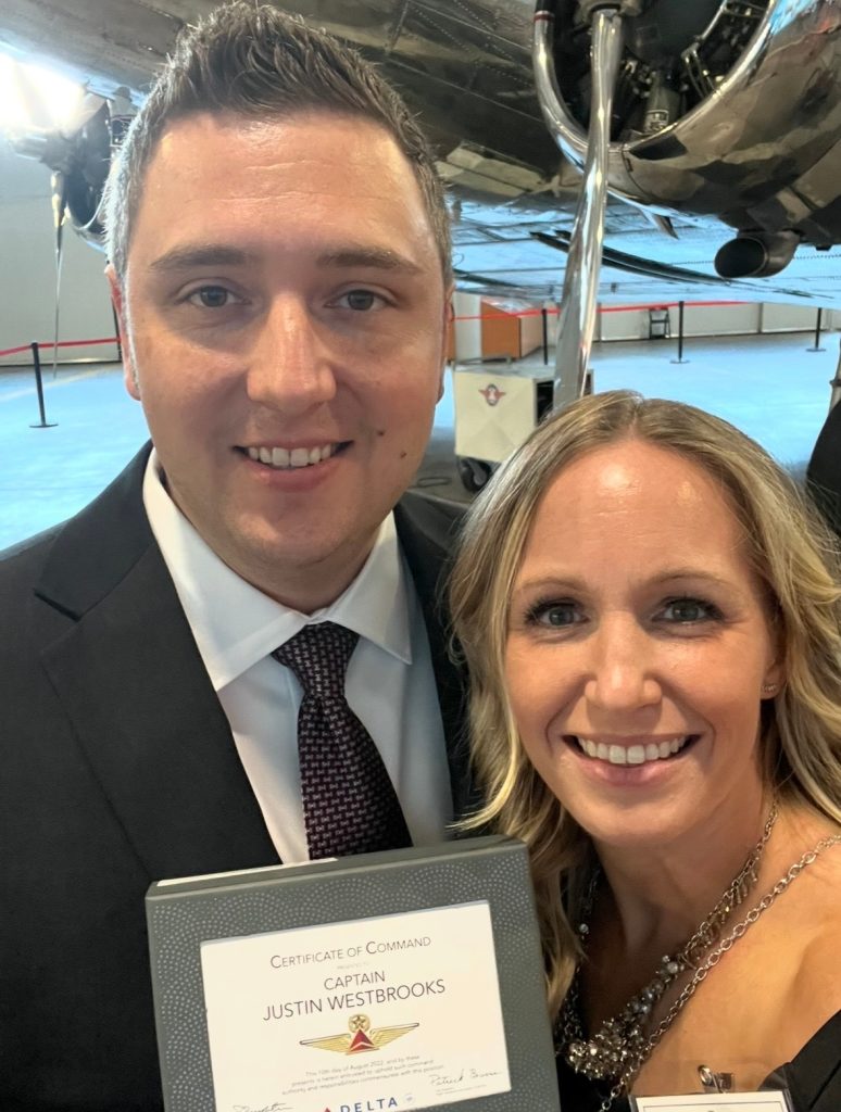 Delta Airlines captain Justin Westbrooks, a father of four, was killed when his vintage aircraft crashed near a Florida airport, leaving his wife to raise their children alone.