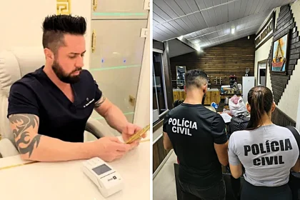 A Brazilian dentist was arrested after allegedly holding his partner captive for four months, forcing her to tattoo his name ten times across her body from neck to feet.