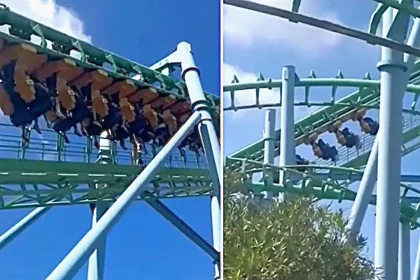 Passengers were left stranded on a roller coaster in Argentina after a chain snapped mid-climb, sparking fresh concerns over the theme park's maintenance history.