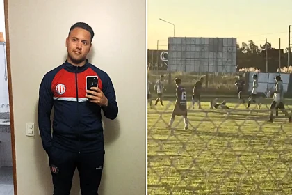An Argentine footballer was arrested after coldly punching a referee twice in the face during a match, fracturing his nose and knocking him unconscious in a shocking viral attack.