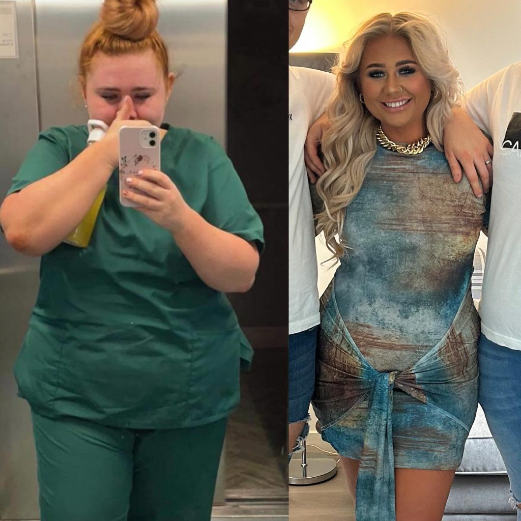 A woman who was humiliated after getting stuck on a fairground ride because she was too big has shed 11 stone and now wears a size eight - but friends no longer recognise her.