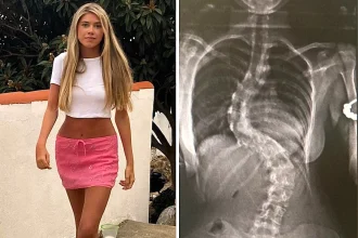 Teen who survived five open-heart surgeries as a child is now three inches taller after a life-changing spinal operation - and her mum's reaction left her in tears of joy.