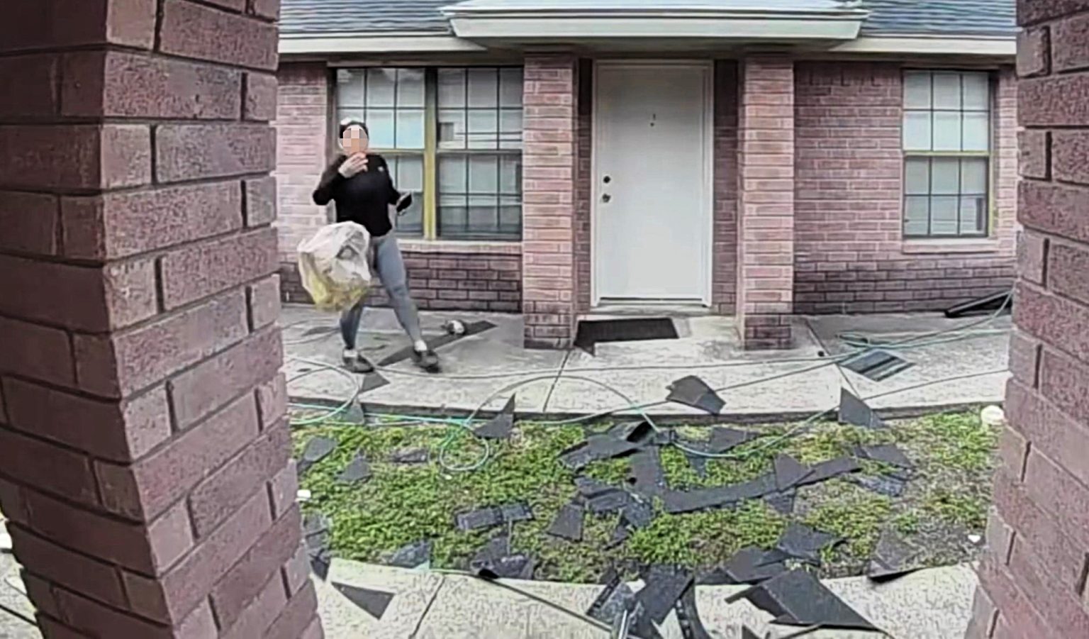 A DoorDash driver was caught on a doorbell camera casually lobbing a customer's food order at their front door, claiming construction work forced her to throw it from a distance.