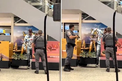 A man was tasered and collapsed at a Brazilian airport after pulling a 19-inch sword from his belt, with police believing he was experiencing a psychotic episode at the time.
