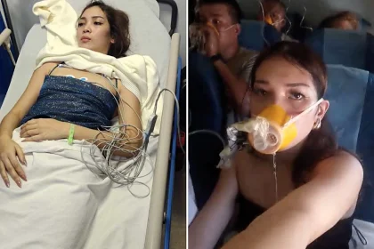 A model was hospitalised with headaches and dizziness after a Philippine Airlines flight suffered a pressurisation failure, forcing an emergency landing with oxygen masks deployed.