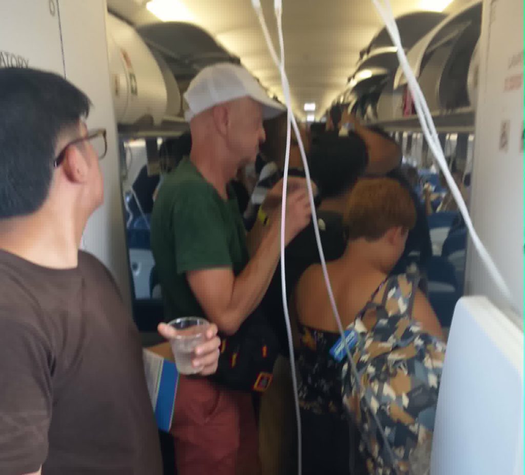 A model was hospitalised with headaches and dizziness after a Philippine Airlines flight suffered a pressurisation failure, forcing an emergency landing with oxygen masks deployed.