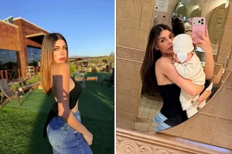 The husband of murdered beauty queen Carolina Flores Gomez allegedly told police he tried to breastfeed their baby from her body after she was shot dead.