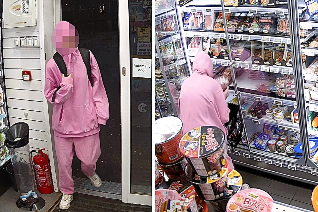 A thief dubbed the ‘Pink Panther’ was caught on CCTV stealing £45 worth of bacon in a bizarre shoplifting spree, leaving viewers amused and a shop owner stunned.