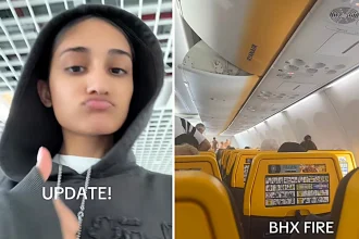 Passengers were trapped on a sweltering Ryanair flight for three hours after Birmingham Airport evacuated its terminal following reports of smoking luggage and a suspected fire.